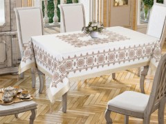 Rectangle Table Cover - Cross-stitch Printed Sultan Table Cloth Gold 100258309 - Turkey
