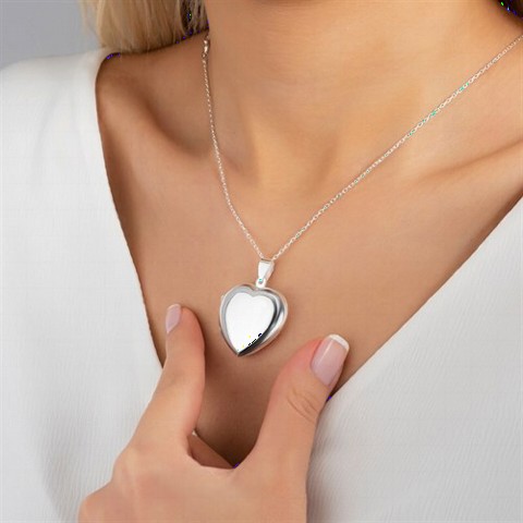 Necklaces - Heart Locket Silver Necklace 100349933 - Turkey