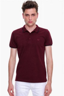 Men Clothing - Men's Dark Claret Red Basic Polo Neck No Pocket Dynamic Fit Comfortable Fit T-Shirt 100351223 - Turkey