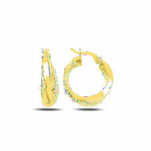 Jewelry & Watches - 23 Millim Double Ring Model Women's Silver Earrings Gold 100346609 - Turkey