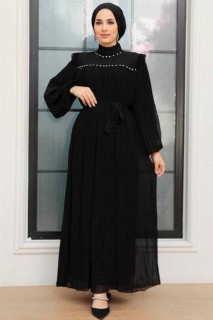 Woman Clothing - Schwarzes Hijab-Kleid 100341475 - Turkey