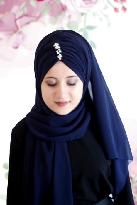 Ready to wear Hijab-Shawl - Bleu Foncé - Code: 62-11 - Turkey