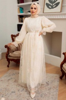Daily Dress - Ecru Hijab Dress 100341524 - Turkey
