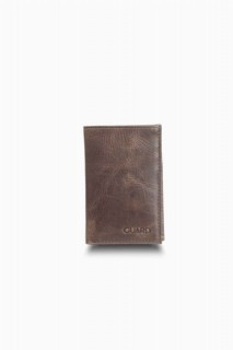 Leather - Antique Brown Slim Mini Leather Men's Wallet 100346197 - Turkey