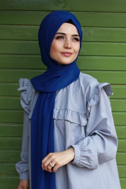 Woman Hijab & Scarf - Plain Chiffon Shawl Sax 100285462 - Turkey