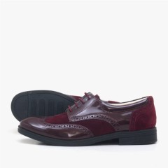 Titan Classic Claret Red patent leather Nubuck Lace up Boys Shoes 100278711