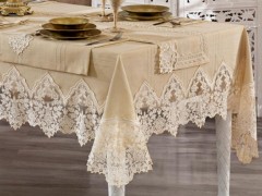 French Guipure Başak Linen A. Service Table Cloth Set 14 Pieces 100330262