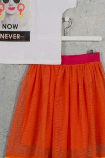 Boys' New Original Mesh and Printed Orange Skirt Suit 100328230