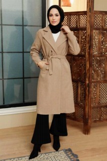 Outwear - Mink Hijab Stamp Coat 100344950 - Turkey