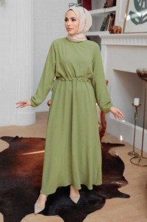 Clothes - Almond Green Hijab Dress 100341300 - Turkey