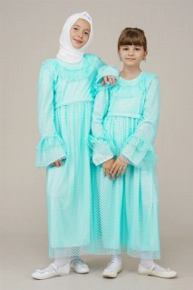 Daily Dress - Young Girl Sleeves Pleated All-Down Dress 100352550 - Turkey