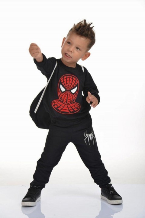 Boy Spiderman Logo Black Tracksuit 100326878