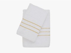 Stripe Cotton Bath Towel Set 2 Pcs White 100280363