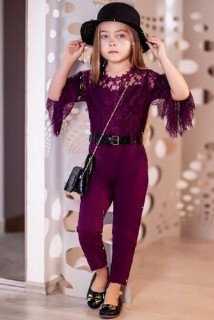 Girl Clothing - أفرول بناتي أنيق أرجواني أرجواني أرجواني 100326685 - Turkey