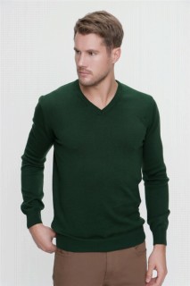 Men Khaki Dynamic Fit Basic V Neck Knitwear Sweater 100345142