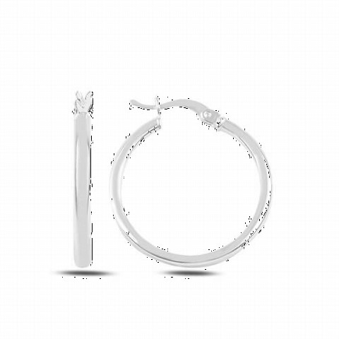 jewelry - 26 mm Plain Ring Model Silver Earrings 100346899 - Turkey