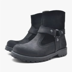 Garuda Genuine Black Leather Zipper Boots Children 100278630
