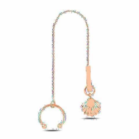 jewelry - Oyster Pattern Chain Silver Cartilage Earrings 100347177 - Turkey
