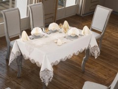 Table Cover Set - مفرش طاولة فيرنا 26 قطعة كريمي كريمي 100329331 - Turkey