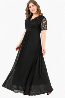 Guipure Chiffon Plus Size Evening Dress BLACK 100276250