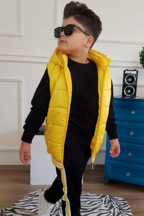 Boys Yellow Inflatable Vest Striped Tracksuit 100327479