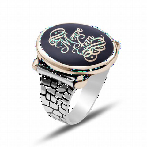 Ring with Name - خاتم فضة إسترليني بتصميم قلعة مخصص 100347755 - Turkey