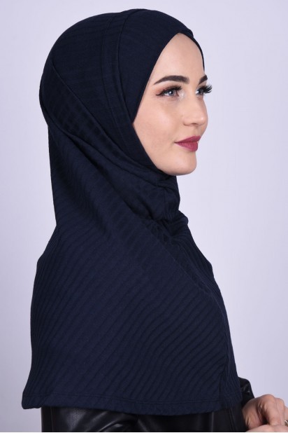 Cross Bonnet Knitwear Hijab Navy Blue 100285228