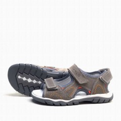 Genuine Leather Gray Velcro Boys Sandals 100278790