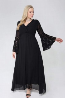 Young Plus Size Sleeves Lace Ruffle Chiffon Evening Dress 100276308