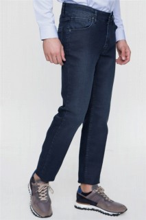 Men's Navy Blue Denim Dynamic Fit Comfortable Fit 5 Pocket Trousers 100351336
