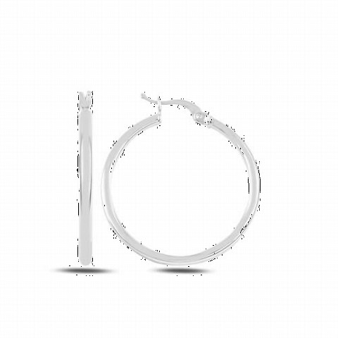 Jewelry & Watches - 32 mm Plain Ring Model Silver Earrings 100346898 - Turkey