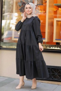 Woman Clothing - Black Hijab Dress 100332892 - Turkey