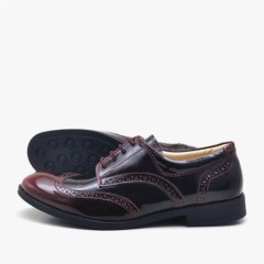 Titan Dark Red Patent Leather Lace-up Fantasy Shoes for Boys 100278490