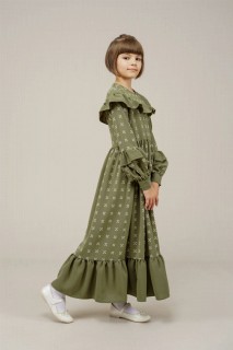 Young Girl Collar and Sleeves Pleated All-Length Dress 100352538
