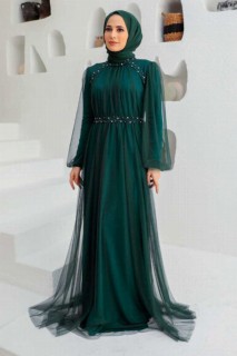 Wedding & Evening - Robe de soirée hijab vert pétrole 100340052 - Turkey