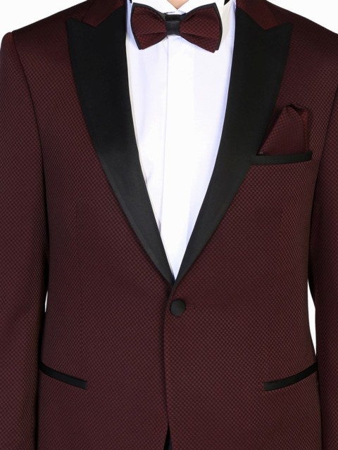 Men Claret Red Palermo Slim Fit Straight Tuxedo 100350455