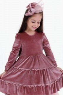Girls' Skirt Frilly Glittery Long Sleeve Pink Evening Dress 100327082