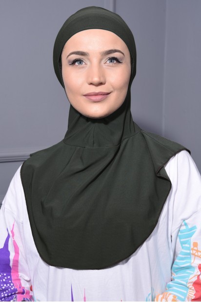 All occasions - Neck Collar Hijab Khaki Green 100285409 - Turkey