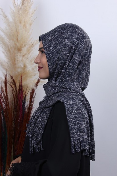 Knitwear Practical Hijab Shawl Navy Melange 100282921