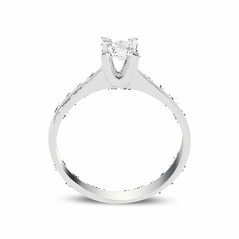 Rings - Special Design Rhodium Plated Silver Solitaire 100346919 - Turkey