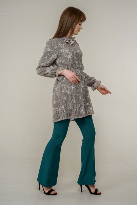 Women's Pleated Patterned Tunic 100342629