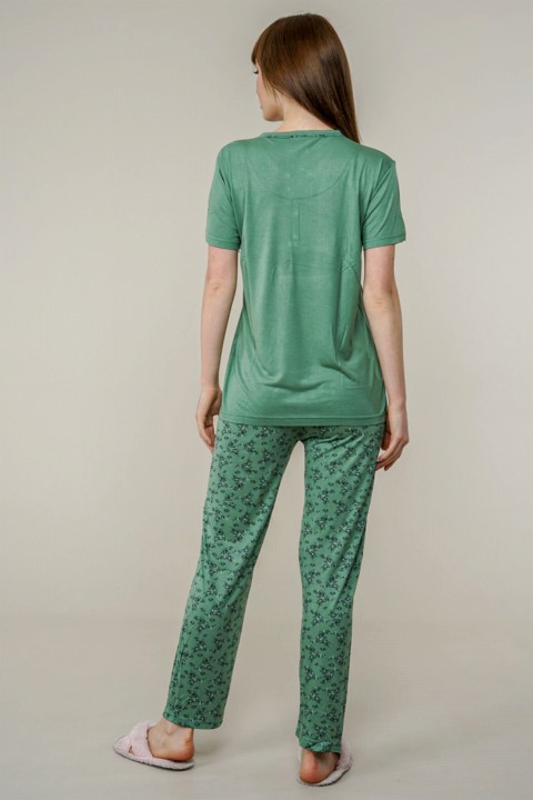 Women's Leaf Patterned Pajamas Set 100342614