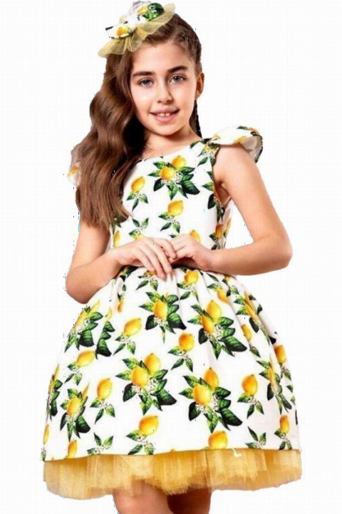Outwear - Girl's New Tree Lemon Yellow Dress 100328192 - Turkey