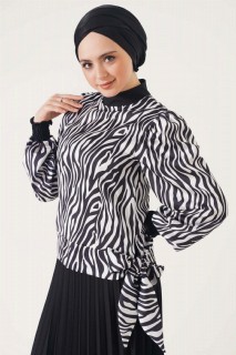 Women's Zebra Patterned Side Tie Suit 100342659