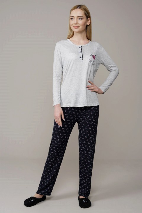 Pajamas - Women's Floral Pattern Pajamas Set 100325721 - Turkey