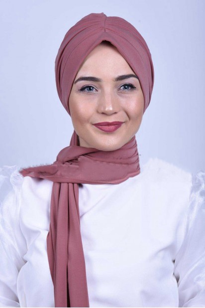 Woman Bonnet & Turban - Shirred Tie Bone Dried Rose 100285550 - Turkey