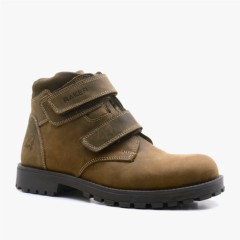 Boy Shoes - Sentor Series Genuine Leather Fur Boots Sand Color Velcro 100278670 - Turkey