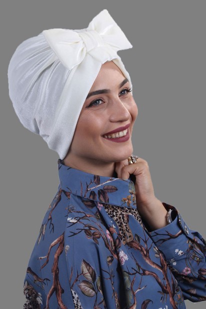 Papyon Model Style - Bonnet Noeud Velours Blanc - Turkey