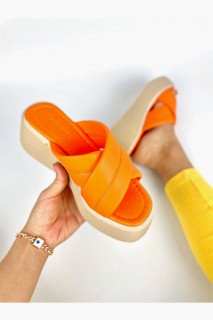Heels & Courts - Nuno Orange Filled Sole Slippers 100344353 - Turkey