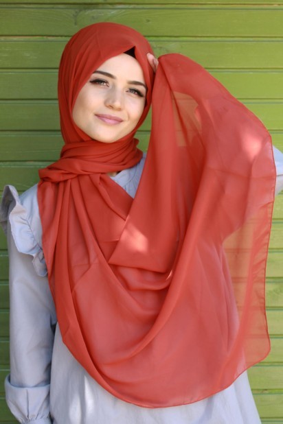 Woman Hijab & Scarf - Plain Chiffon Shawl Tile 100285455 - Turkey